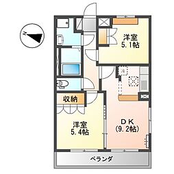 イーストリバー3 2DKの間取図画像