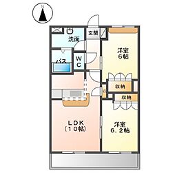エクセルメゾン 2階2LDKの間取り