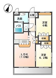 サザン.クロス 2LDKの間取図画像