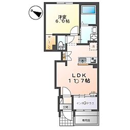 ブドワール 1LDKの間取図画像