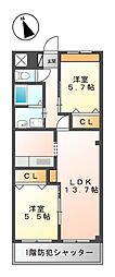 ベルタ6 2LDKの間取図画像
