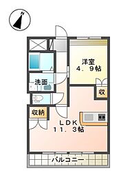 ローズガーデン2 1LDKの間取図画像