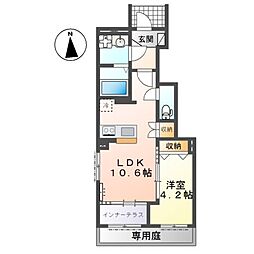 宗像市田久6丁目アパート 1LDKの間取図画像