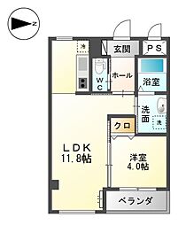 クレシア姪浜 1LDKの間取図画像