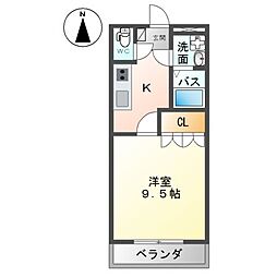 ハーモニーハイツM 1Kの間取図画像