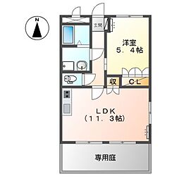 プレッソ　リヴィエール 1階1LDKの間取り