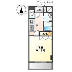 シャントレール 1Kの間取図画像