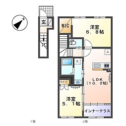 Grandir 2LDKの間取図画像