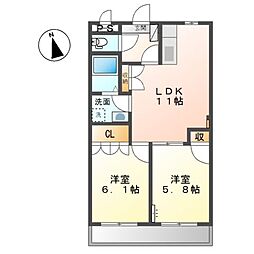グリフィンドール 2LDKの間取図画像