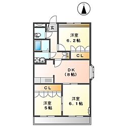 ヴィラエスタージ 3DKの間取図画像