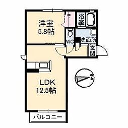 シャーメゾン津山　Ｃ棟 C0101 1階1LDKの間取り