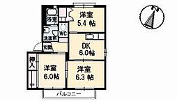 シャーメゾン大福A 3DKの間取図画像