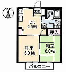 リバーサイド庄内 2DKの間取図画像