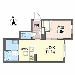 アメリス A0101 1階1LDKの間取り