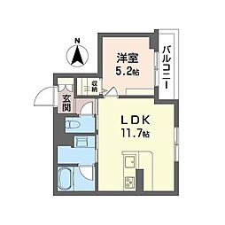 ユーグレイス東島田 1LDKの間取図画像
