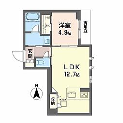ユーグレイス東島田 A0102 1階1LDKの間取り