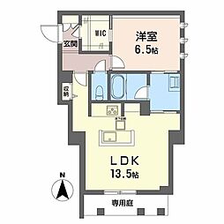 ユーグレイス東島田 1LDKの間取図画像