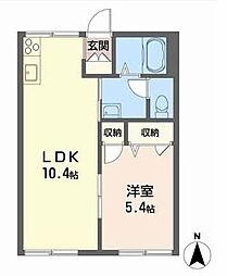 チューリップハイツA 1LDKの間取図画像