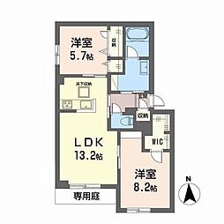 フローレスあずさA 2LDKの間取図画像