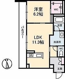 フェリシエール 1LDKの間取図画像