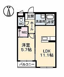 グランマスト高柳B 1LDKの間取図画像