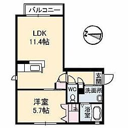 フェリス弐番館 1LDKの間取図画像