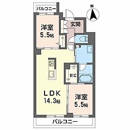 リヴィエール津島 2LDKの間取図画像