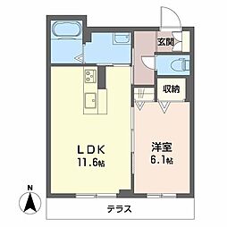 メゾンみくりな白石 1LDKの間取図画像