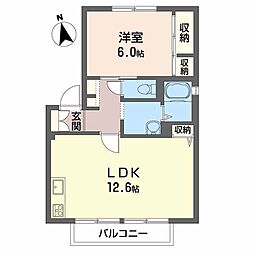 ディアスわかば 1LDKの間取図画像