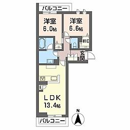 シャーメゾンエバンス 2LDKの間取図画像