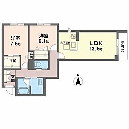 ベレオガーデンズ福富西 2LDKの間取図画像