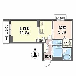 天神山パークメゾン 1LDKの間取図画像