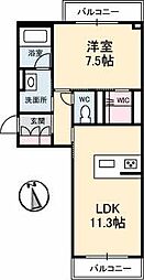 トワールイースト 1LDKの間取図画像