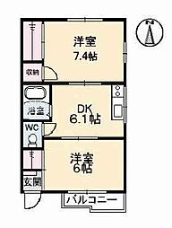 スナダハイツ 2DKの間取図画像
