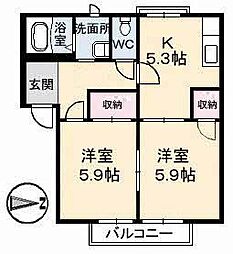 ファミールササキ 2Kの間取図画像