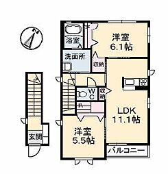 セリューズB 2LDKの間取図画像