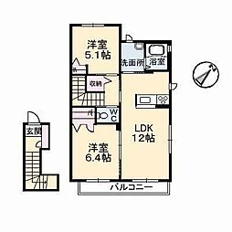 ボヌール 2LDKの間取図画像
