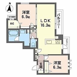 シリウス 2LDKの間取図画像