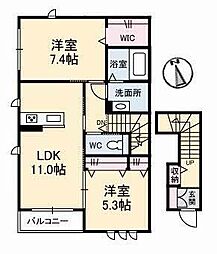 フェリページュ 2LDKの間取図画像
