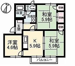 フレグランス福島A 3Kの間取図画像