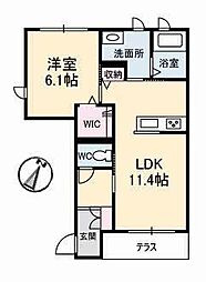アンビシアA 1LDKの間取図画像
