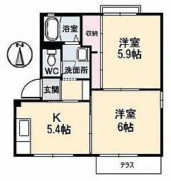 パームヒルA 2Kの間取図画像