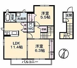 メイフラワーC 2LDKの間取図画像