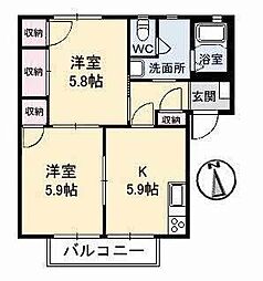 マイコート中庄 2Kの間取図画像