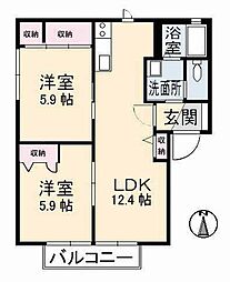 コーポグレイスA 2LDKの間取図画像