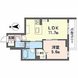 カワセミカーサ 1LDKの間取図画像