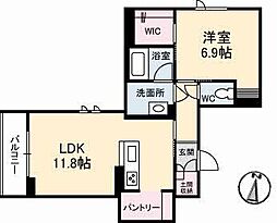 シエルコート北棟 1LDKの間取図画像