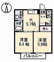 グランセフィラB 2Kの間取図画像