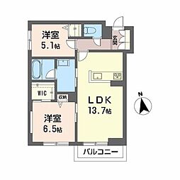 シャーメゾン ラパス 2LDKの間取図画像