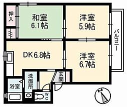 シャーメゾン　グリーンヒル　Ａ棟 1階3DKの間取り